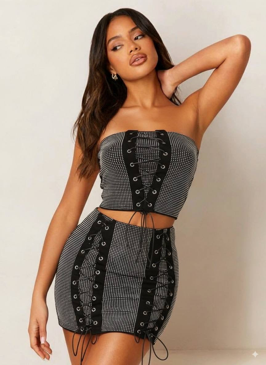 Conjunto Vegas Corset (top + falda)