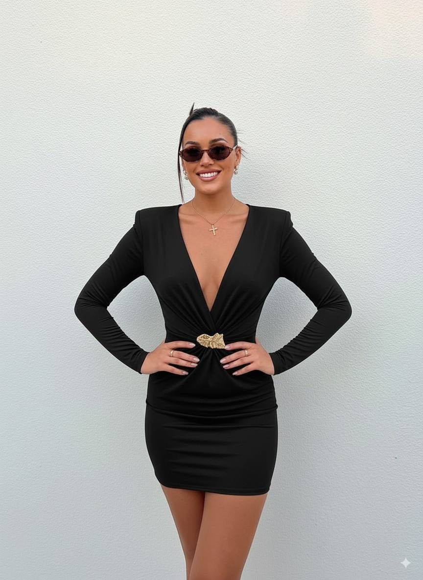 Vestido Drapeado Broche Cannes