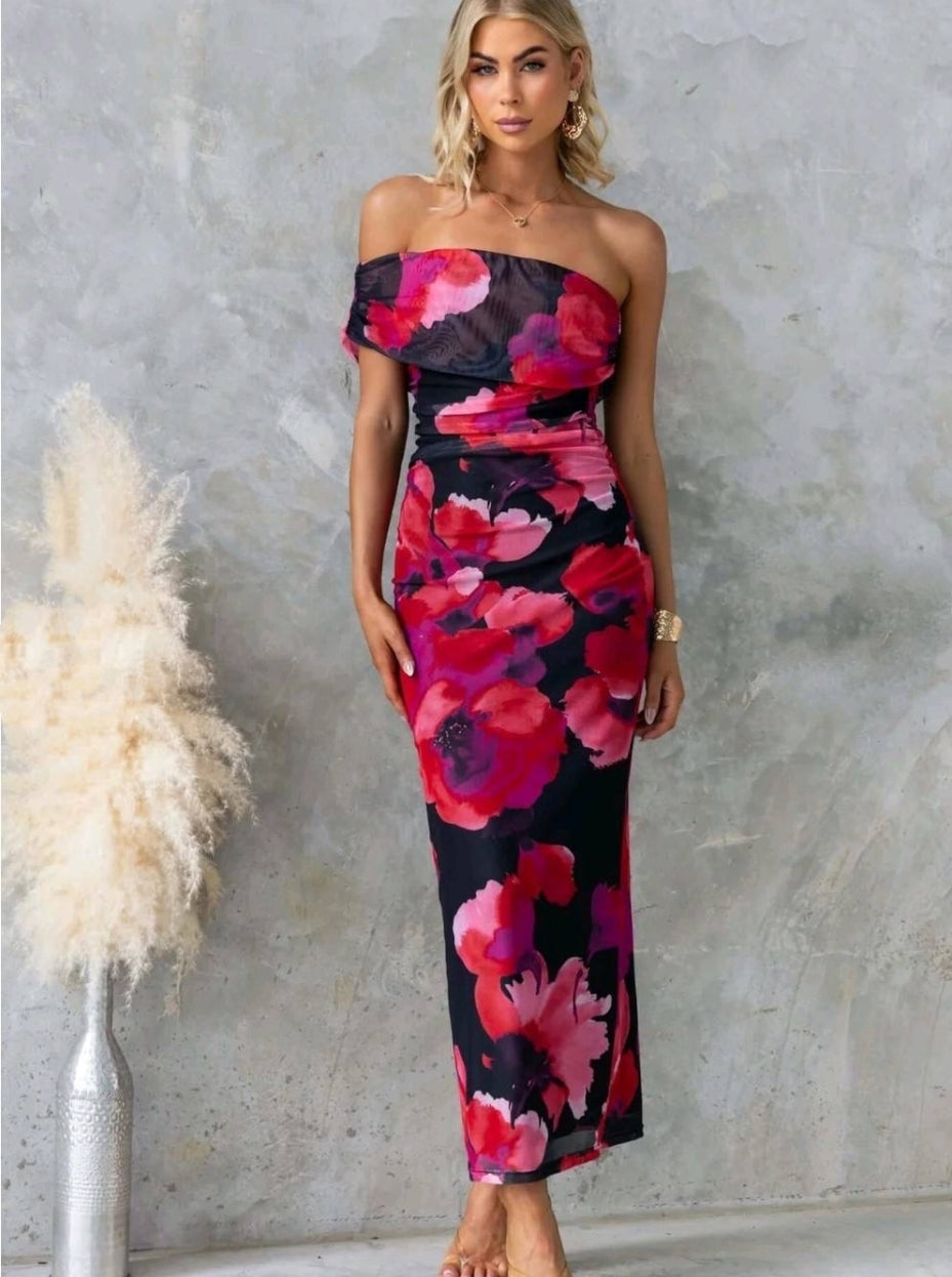 Vestido "Jardín Prohibido" Midi Off-Shoulder Floral