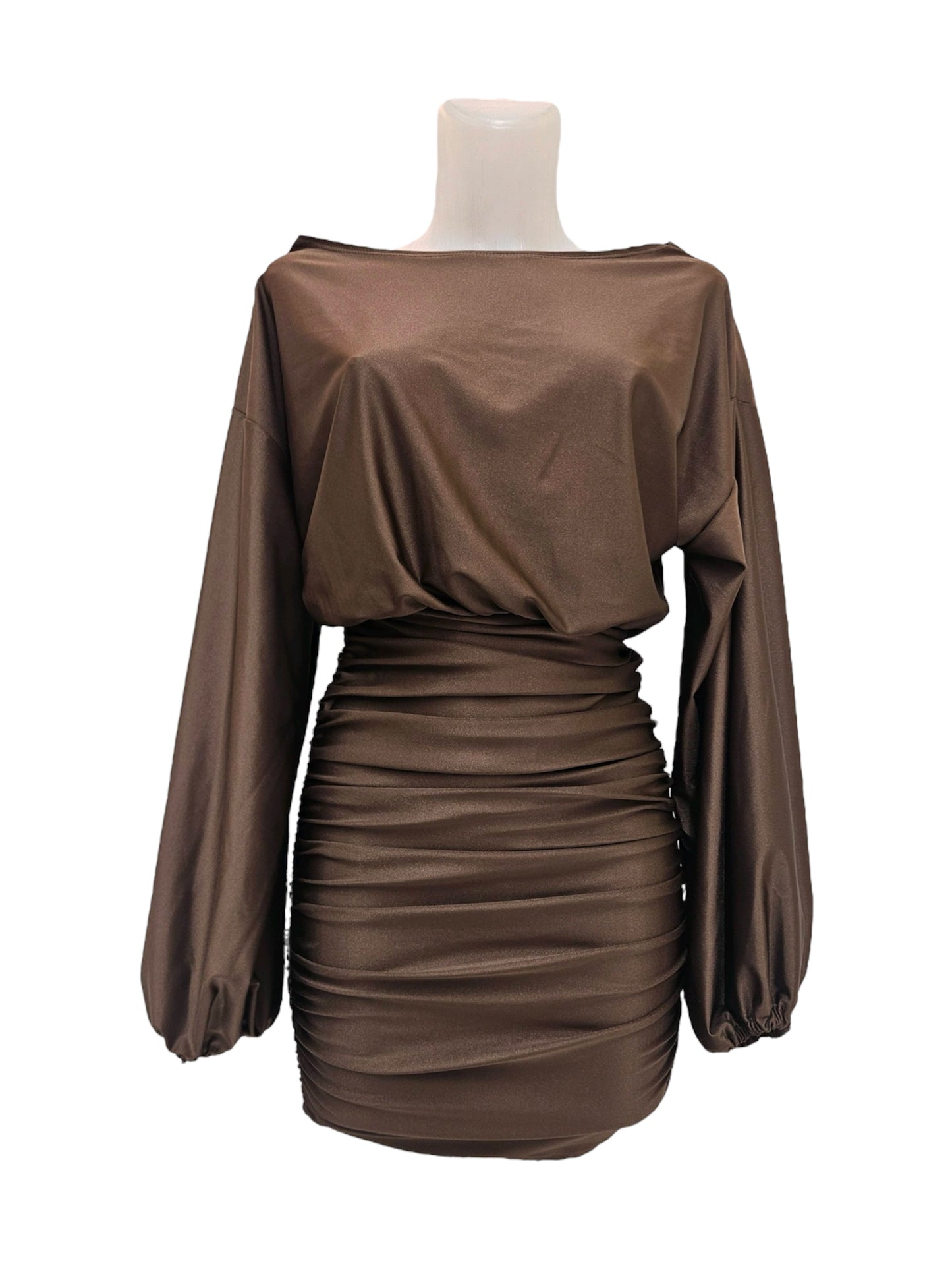 Vestido Sevilla Mini satinado de hombro caído