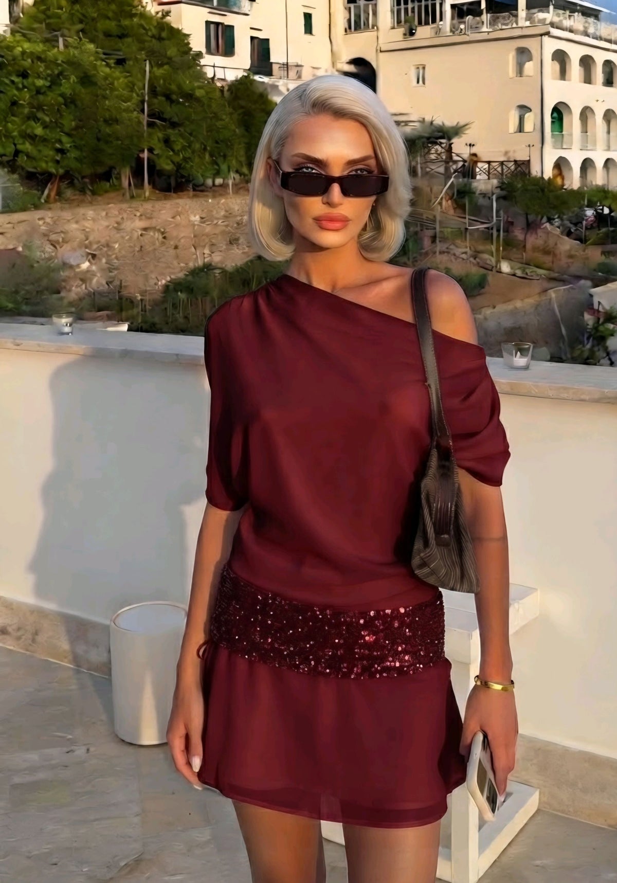 Vestido Corto Con Lentejuela